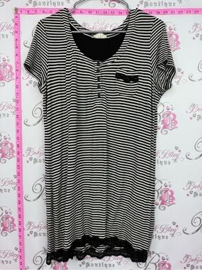 Soma Black and White Striped Short Sleeve Tunic